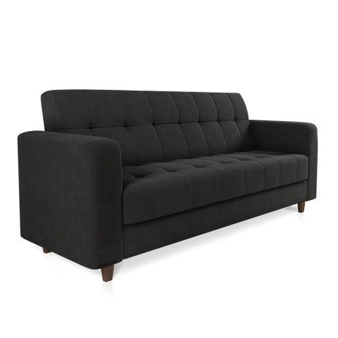 Sofá 03 Lugares Arezzo Suede Pés Chanfrado Tabaco - D’Rossi Preto