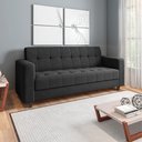 Ver imagem 2 de Sofá 03 Lugares Arezzo Suede Pés Chanfrado Tabaco - D’Rossi Preto
