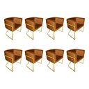 Ver imagem 1 de Kit 8 Cadeiras de Jantar Premium Base de Ferro Dourada Veludo Terracota