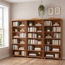 Ver imagem 1 de Kit 3 Estantes de Livros 85CMX190CM Rústica 100% Madeira Maciça 5 Prateleiras Rubi Marrom/Freijó