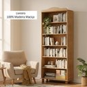 Ver imagem 6 de Kit 3 Estantes de Livros 85CMX190CM Rústica 100% Madeira Maciça 5 Prateleiras Rubi Marrom/Freijó