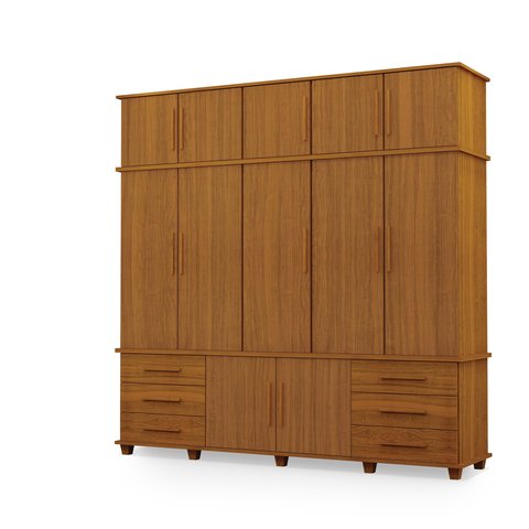 Guarda Roupas Londres 100% Mdf C/ 12 Portas 6 Gavetas Pés Madeira - Luapa - Carvalho New