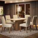 Ver imagem 1 de Conjunto Sala de Jantar Madesa Daniela Mesa Tampo de Madeira com 6 Cadeiras - Rustic/crema/imperial