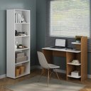 Ver imagem 1 de Conjunto Sala de Estar Escrivaninha e Estante 5 Prateleiras Espaçosas Multy Branco