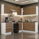 Ver imagem 1 de Armário de Cozinha Completa de Canto 100% MDF 409cm Branco/Rustic Acordes Madesa 01