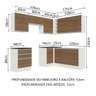 Armário de Cozinha Completa de Canto 100% MDF 409cm Branco/Rustic Acordes Madesa 01 - 4