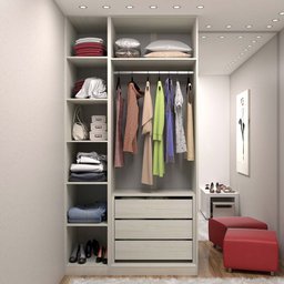 Guarda Roupa Closet Modulado sem Porta 2 Peças, 3 Gavetas, 1 Cabideiro Prime Luciane Móveis - 1