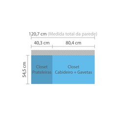 Guarda Roupa Closet Modulado sem Porta 2 Peças, 3 Gavetas, 1 Cabideiro Prime Luciane Móveis - 2