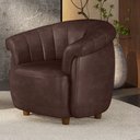Ver imagem 1 de Poltrona Decorativa Latvia 86cm Pés de Madeira Pu Marrom Manchado G45 - Gran Belo