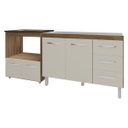 Ver imagem 1 de Balcão Armário Cozinha Gabinete de Pia 120 Cm Bruna e Balcão para Fogão Cooktop 4 Bocas e Forno Evel