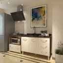 Ver imagem 2 de Balcão Armário Cozinha Gabinete de Pia 120 Cm Bruna e Balcão para Fogão Cooktop 4 Bocas e Forno Evel