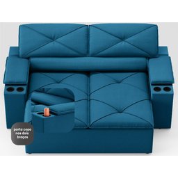 Sofá com Porta Copos Retrátil e Reclinável Pop 1,54m Velosuede Royal - Netsofas - 5