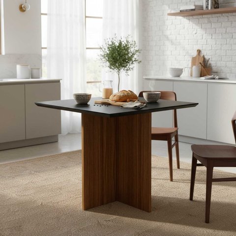 Mesa de Jantar Quadrada de Vidro 4 Lugares 90cm sem Cadeiras Helô Poliman Móveis