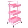 Carrinho Organizador Multiuso 3 Prateleiras Cesto Cozinha Rosa Multifuncional - 1