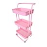Carrinho Organizador Multiuso 3 Prateleiras Cesto Cozinha Rosa Multifuncional - 2
