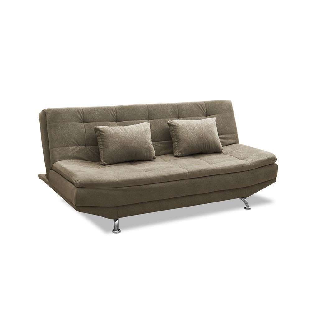 Sofá Cama Valencia 3 Lugares Reclinável Bege VS Decor valencia Silver