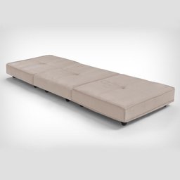 Puff Dobrável Slim - Vira Cama - Suede Nude - 2