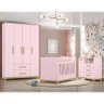 Dormitório Infantil Alegria com Guarda Roupa, Cômoda e Berço Rosa Chá - Móveis Henn - 2
