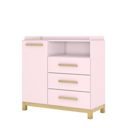 Dormitório Infantil Alegria com Guarda Roupa, Cômoda e Berço Rosa Chá - Móveis Henn - 4