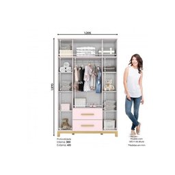Dormitório Infantil Alegria com Guarda Roupa, Cômoda e Berço Rosa Chá - Móveis Henn - 3