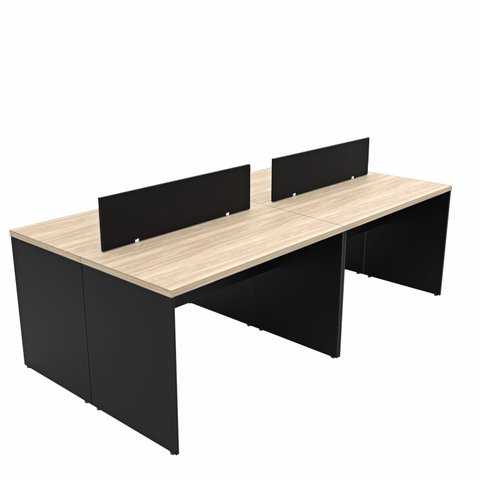 Estação de Trabalho 4 Lugares 140x60 Mesa para Escritório Netmobil - Dubai/Preto