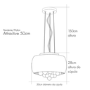 Ver imagem 3 de Pendente/Plafon em Vidro e Cristal Attractive Cromado 50cm G9 - Lustre Design Moderno Sala/Quarto