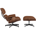 Ver imagem 1 de Poltrona com Puff Charles Eames Madeira Imbúia Couro Ecológico:cappuccino