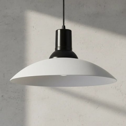 Pendente Chapéu Vidro Ice Preto 30cm Luminária Design Moderno Industrial E27