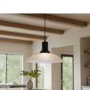 Ver imagem 5 de Pendente Chapéu Vidro Ice Preto 30cm Luminária Design Moderno Industrial E27