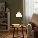 Ver imagem 4 de Pendente em Vidro Anello Wood Branco Detalhe Madeira 1 Lâmpada E27 Bivolt