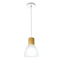 Ver imagem 1 de Pendente em Vidro Anello Wood Branco Detalhe Madeira 1 Lâmpada E27 Bivolt