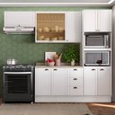 Ver imagem 1 de Cozinha Compacta 4 Peças Milla Pop 100% Mdf Armário Vidro Reflecta e Balcão de Pia Branco Carraro