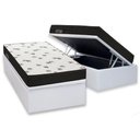 Ver imagem 1 de Cama Box Baú Solteiro: Colchão Ortobom Ortopillow + Base Crc Courano White(88x188)