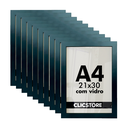 Ver imagem 1 de Kit 10 Moldura A4 21x30cm com Vidro e Fundo para Quadros Retratos Diplomas Certificados:preto