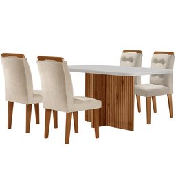 Sala de Jantar Mesa Olímpia 120CM MDF Canto Copo com 4 Cadeiras Carol Moderna - 2