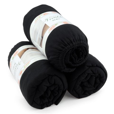 Kit Atacado 3pçs para Revenda Solteiro Saia Fit Box Liso Preto Sul Brasil Fit Box Vivaldi