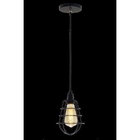 LUSTRE PENDENTE ARAMADO 14CM PRETO AUREMAR