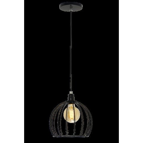 LUSTRE PENDENTE ARAMADO GLOBO 24CM PRETO AUREMAR