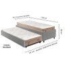 Bicama Box Solteiro Courino Linho Cinza 88x188 com Dois Colchões Molas Ensacadas Berlim Bege Probel - 7