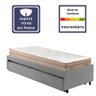 Bicama Box Solteiro Courino Linho Cinza 88x188 com Dois Colchões Molas Ensacadas Berlim Bege Probel - 5