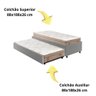 Bicama Box Solteiro Courino Linho Cinza 88x188 com Dois Colchões Molas Ensacadas Berlim Bege Probel - 4