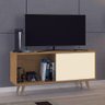 Rack Home Para TV Até 55 Polegadas Sala de Estar 1 Porta Flex Marrom Canelato e Off White - 4
