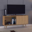 Ver imagem 1 de Rack Home Para TV Até 55 Polegadas Sala de Estar 1 Porta Flex Marrom Canelato e Off White