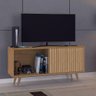 Rack Home Para TV Até 55 Polegadas Sala de Estar 1 Porta Flex Marrom Canelato e Off White - 1