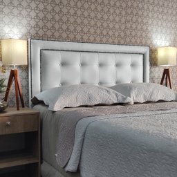Cabeceira Cama King Veneza 10 Diamond com Tachas Corano Branco 60 Rbl - 1