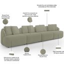 Ver imagem 4 de Sofá 5 Lugares para Sala de Estar Living 388cm Arlo F04 Bouclê Oliva - Lyam Decor