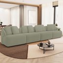 Ver imagem 1 de Sofá 5 Lugares para Sala de Estar Living 388cm Arlo F04 Bouclê Oliva - Lyam Decor