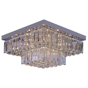 Plafon Sobrepor Quadrado Cristal Legítimo Cake 50cm G9 Startec Design Moderno Quarto/sala