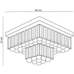 Plafon Sobrepor Quadrado Cristal Legítimo Cake 40cm G9 Startec Design Moderno Quarto/Sala - 3 Plafon Sobrepor Quadrado Cristal Legítimo Cake 40cm G9 Startec Design Moderno Quarto/Sala - 3