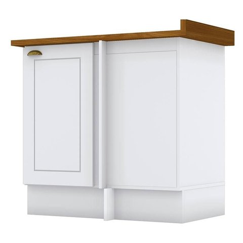 Balcão Canto Reto 1 Porta Nova York Branco com Tampo Nature – Henn